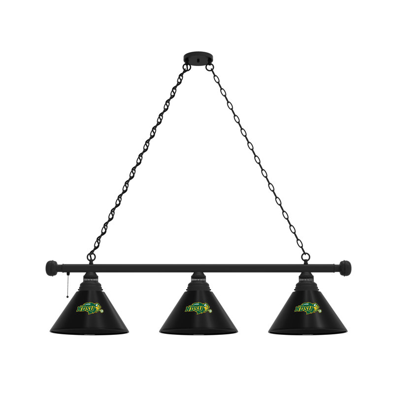 3 - Light Pool Table Lights Pendant, Black, North Dakota State Bison - Black