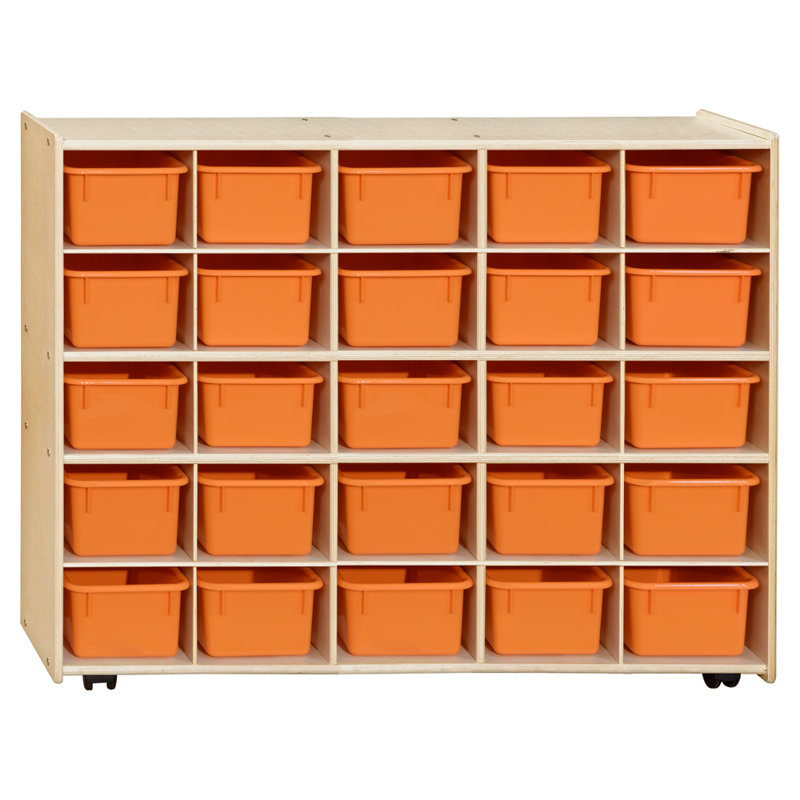 Casier 25 compartiments avec plateaux Contender, Assemblé, Orange