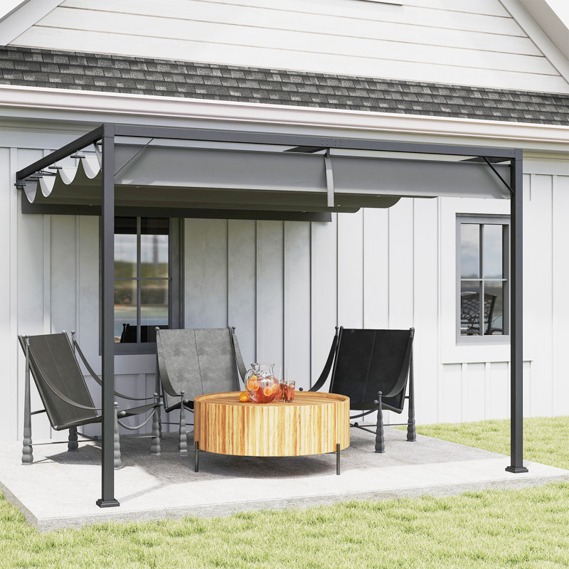 3m x 3m Metal Pergola, Grey