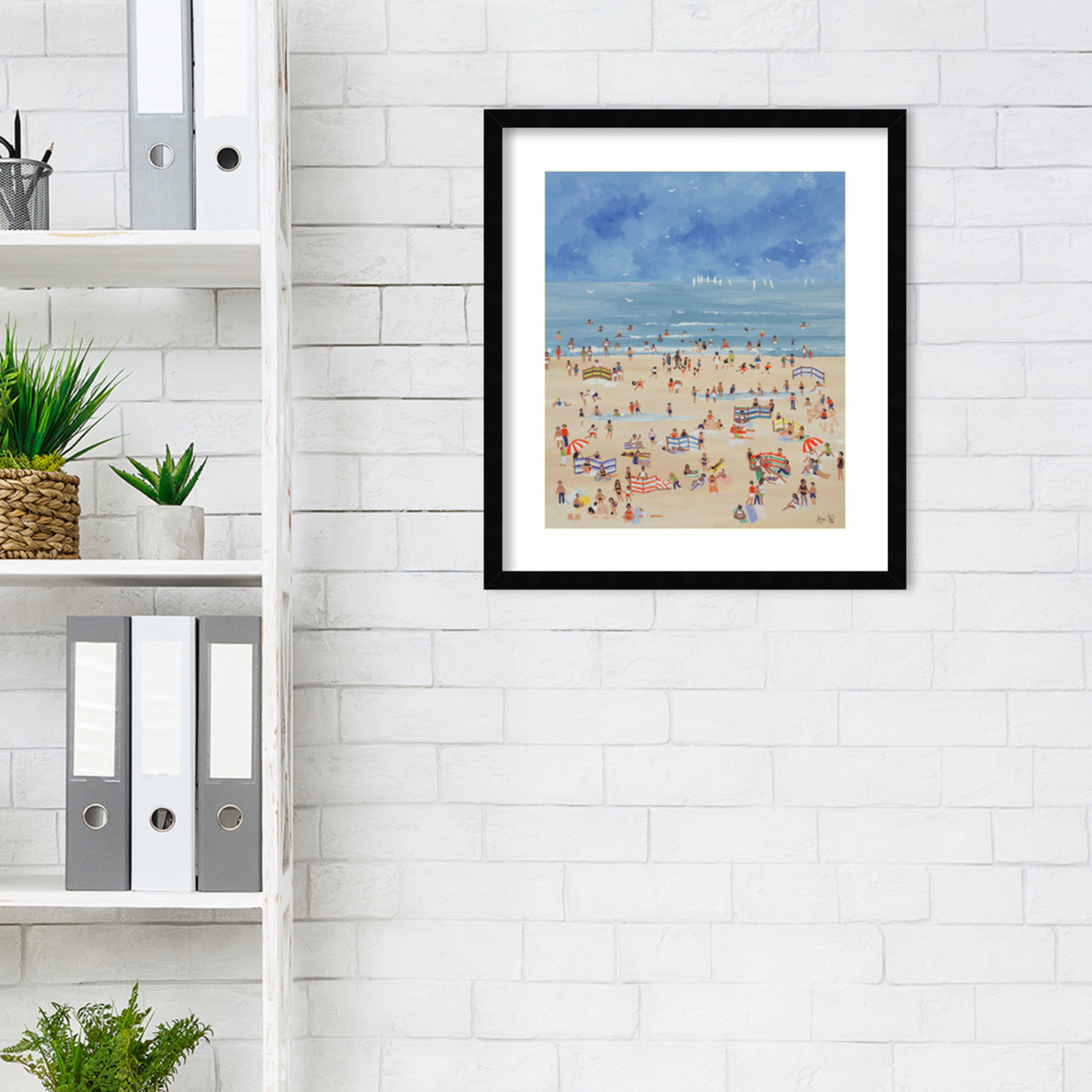 Judy Joel "Beach" Print, Black, 21" H x 19" W x 1" D