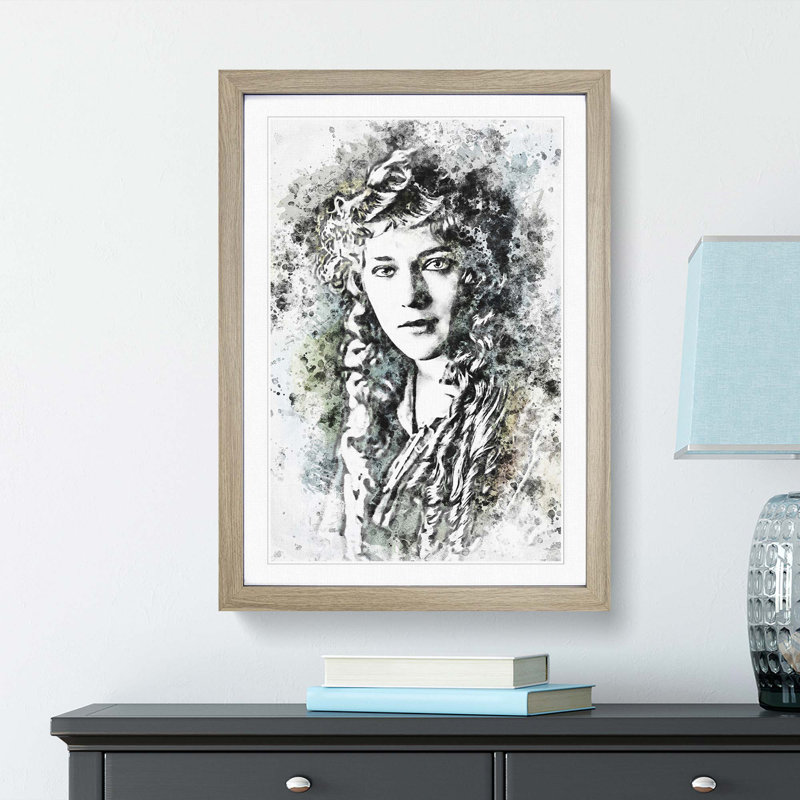 Mary Pickford in Abstract - Framed Print, Oak, 50cm H x 35cm W x 2cm D