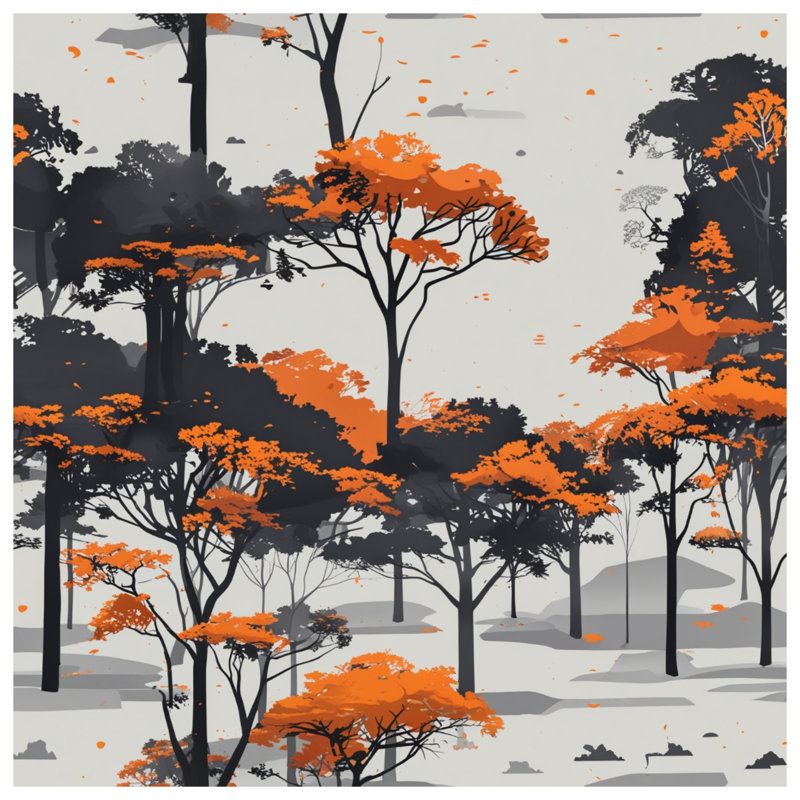Couvre-lit matelassé orange gris forêt toutes tailles, Très grand lit