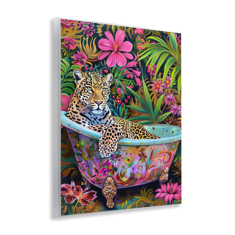 Art mural plaque de baignoire tropicale de forêt tropicale léopard par LSR Design Studio