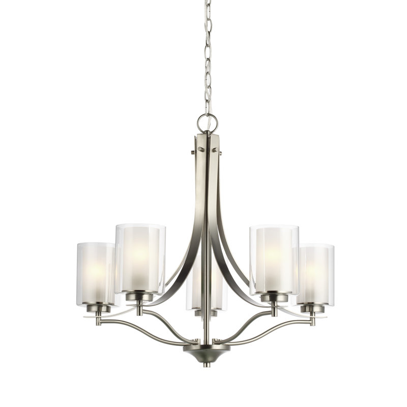 Elmwood Park Five Light Chandelier from Generation Lighting , Brushed Nickel, No