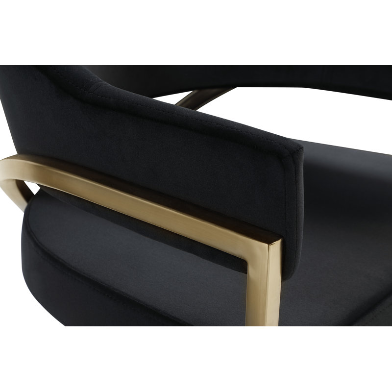 Chaise en velours Kirsi, Doré, Velours noir