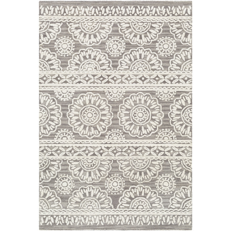 Huynh Wool Floral Indoor Rug, Rectangle 8'10" x 12'