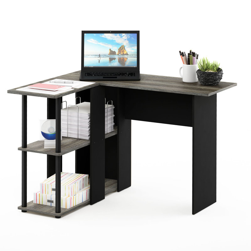 Angulo L-Shaped Computer Desk, Black, Grey