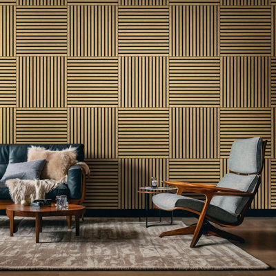 Ackland SereniSlats 24 in. x 24 in. Warm Beige Wood Veneer Acoustic Wall Panel, Wood Slat Sound Absorbing Panelling (2 Pack / 8 sq. ft.)