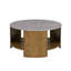 Table basse ronde avec matériaux mixtes avec tablette