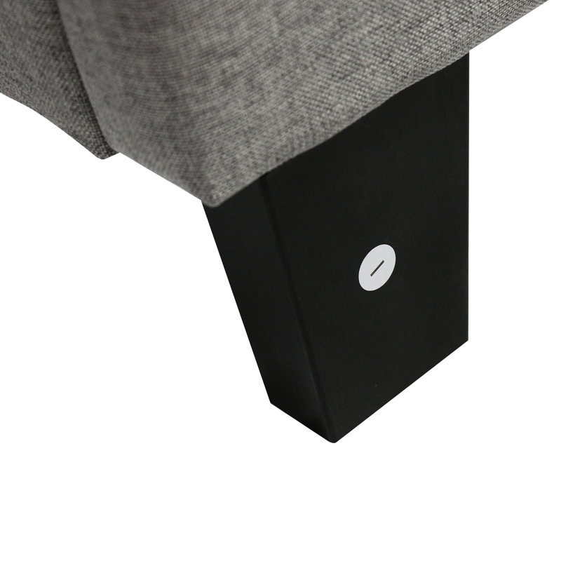 Structure de lit plateforme très grand, rembourrée avec un tissu en lin à boutons, gris, aucun sommier tapissier requis, support à lattes de bois, fabrication facile à assembler