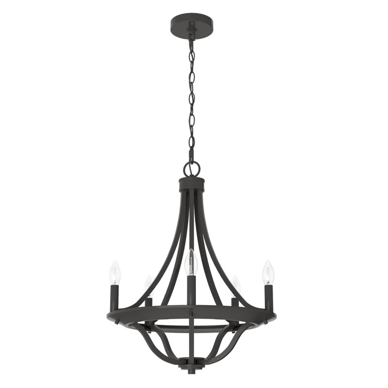 Perch Point 5 Light Candle Style Wagon Wheel Chandelier, Noble Bronze, 23.5" H x 18" W x 18" D