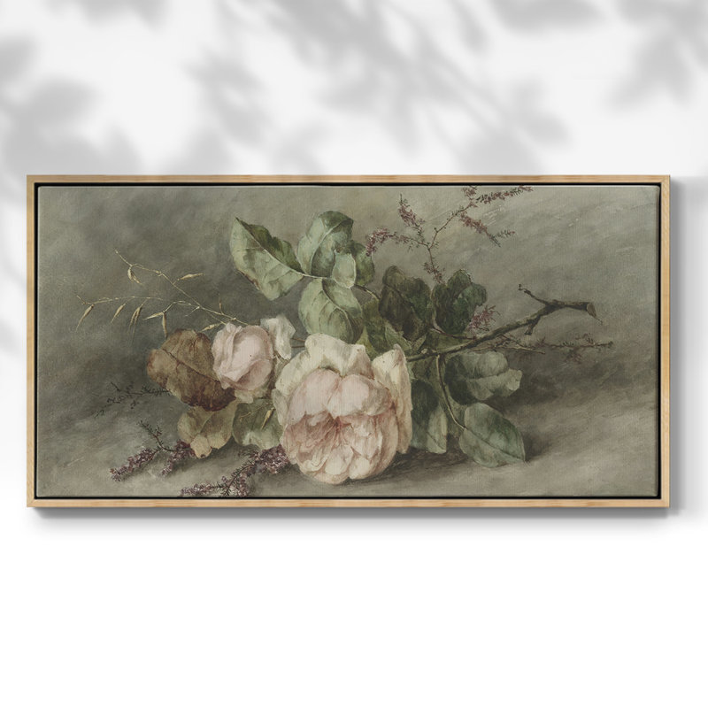 Botanical Series-CDXLI- Toile tendue avec châssis tendue, prête à être accrochée, Noir, H 21 po x l 41 po