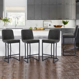 Upholstered Counter Stool With Metal Frame