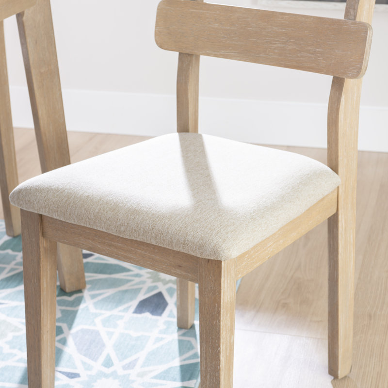 Laforest Solid Wood Dining Set, 7 Pieces: Table, 6 Chairs, Natural/Beige
