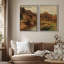 «Rustic Countryside & River Bridge Prints Pastoral Landscape Nature Wilderness Illustration Decor», 2 pièces-98249623-98249624