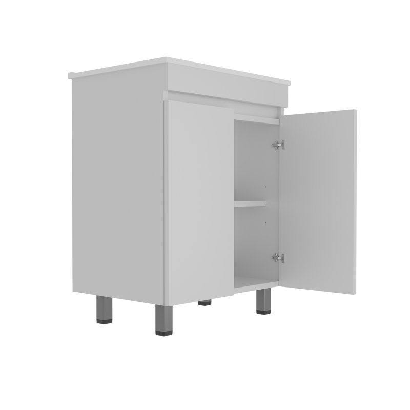 24" Single Bathroom Vanity with Ceramic Top and two Buffer Cabinet Doors