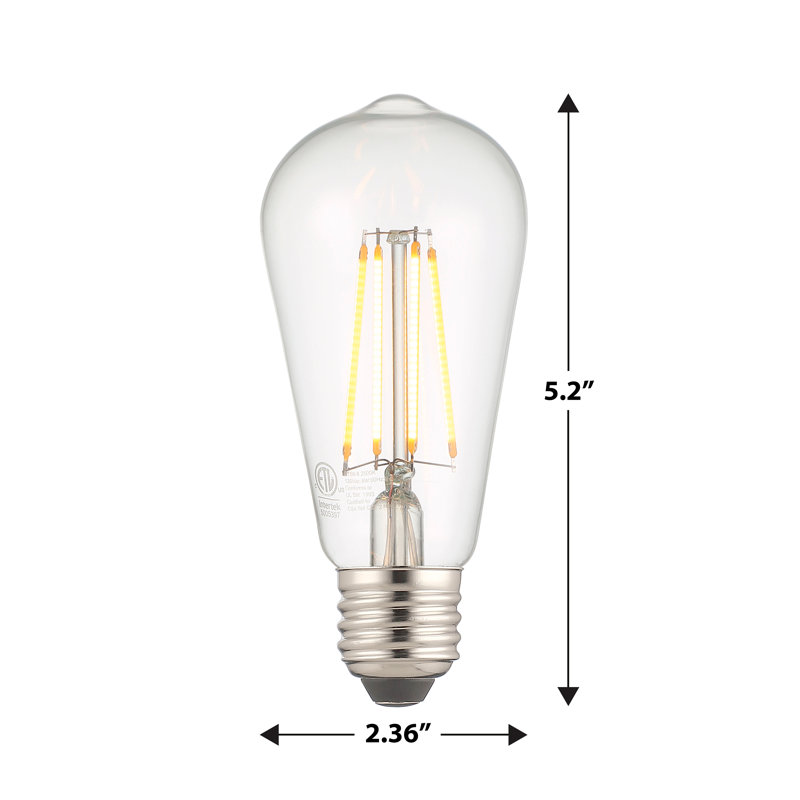 8 watts (équivalent à 60 watts), DEL ST19, ampoule à intensité variable, E26 / moyen (standard), Blanc doux