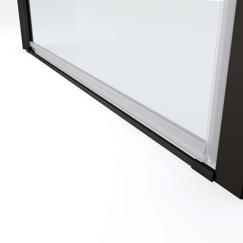 Universal Pivot Shower Door,Open Outside,With 1/4" Tempered Glass, Black