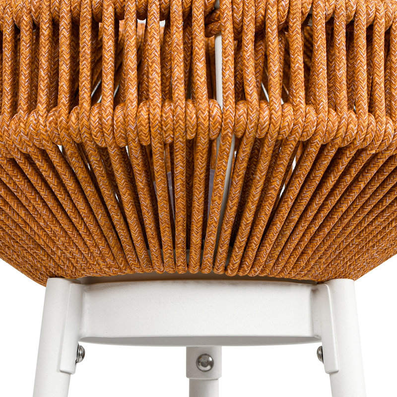 Heathered Orange and White Olefin Round Outdoor Lantern Set with USB Rechargeable LED Light