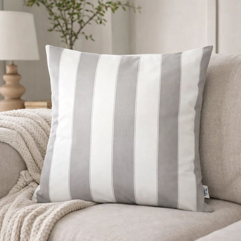 Housse de coussin d'extérieur Keo, Argenté / blanc, Carré H 20 po x l 20 po