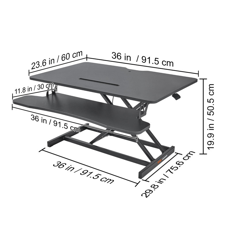 Hakimah Adjustable Metal Base Computer Desk, 19.9" H x 36" W x 29.8" D