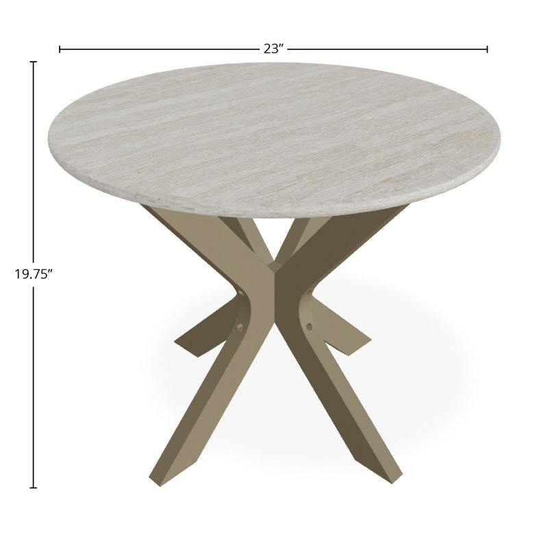 Table de bout d'extérieur 23 po, Blanc / bois de plage