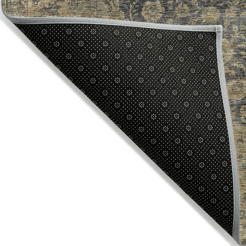 Tapis intérieur / extérieur lavable gris anthracite et médaillon 3 pi x 5 pi
