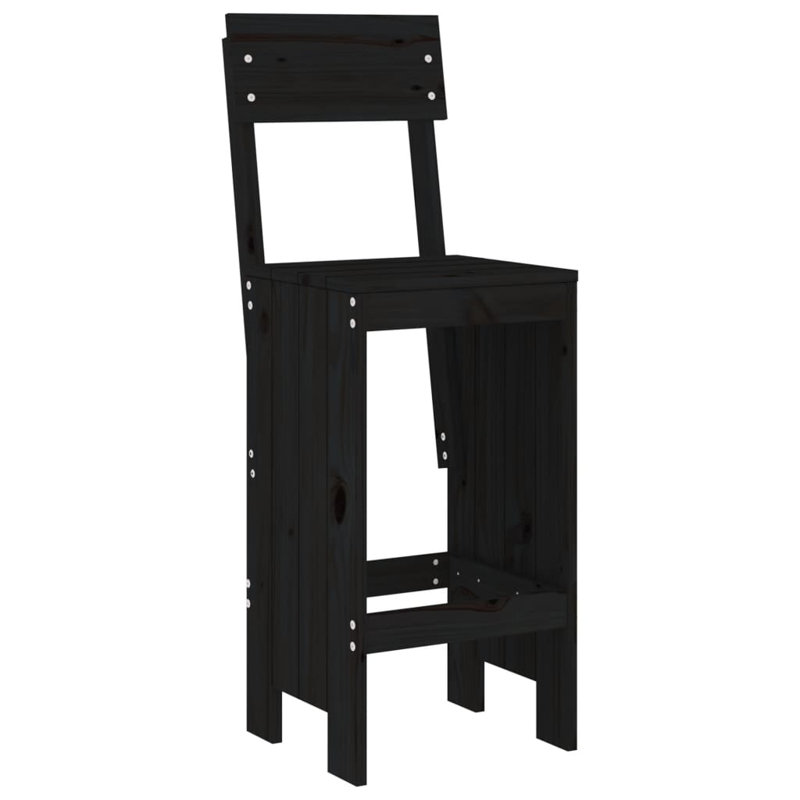 Auniya Brayden Studio Bar Set with Wood Frame and Solid Wood Outer Material, Black