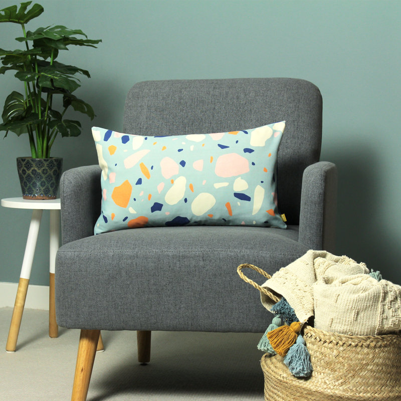 Terra Abstract Rectangular Cushion, Aqua