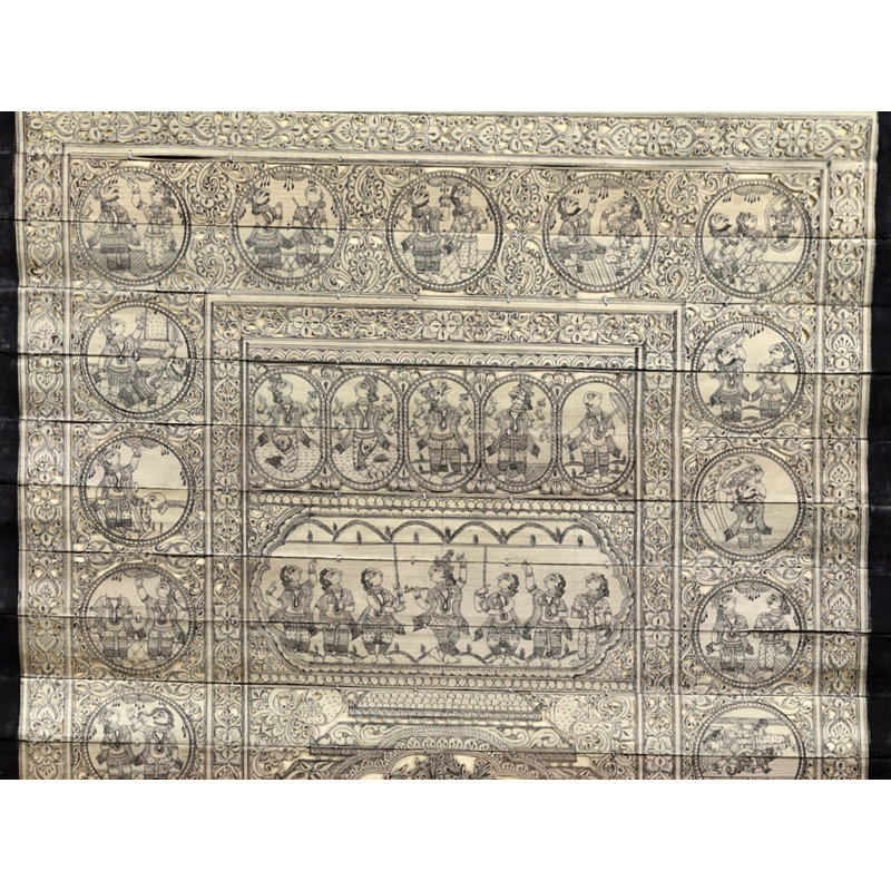 Radha Krishna avec Krishna Leela | Pattachitra, peinture sur feuille de palmier