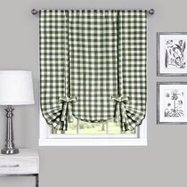 Kate Aurora Complete 3 Piece Country Farmhouse Plaid Gingham Black & White  Buffalo Check Kitchen Curtain Tier & Valance Set - 36 in. Long