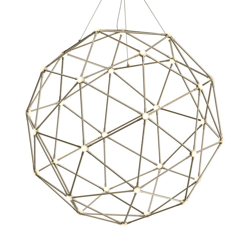 Lustre à constellations DEL Hedron - câble de 240 po, Nickel satiné