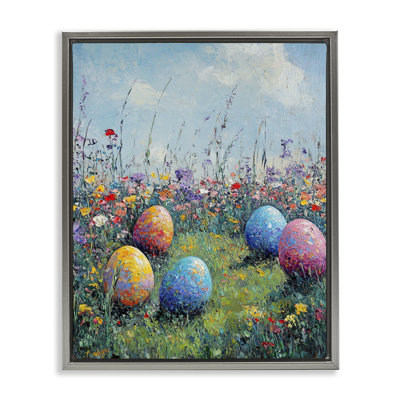 Vibrant Egg Hunt Scene  Floater Canvas Wall Art, design by Franklyn Gregory