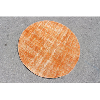 Tapis turc rond rond orange pour la décoration intérieure et tapis de porte bohémien idéal pour les espaces de cuisine