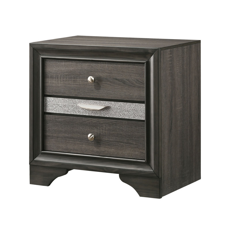 Sana 26''W Solid Wood 3-Drawer Nightstand, Gray