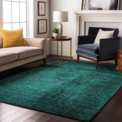 Premium Machine Washable Cerrito AMF554 Teal Rug