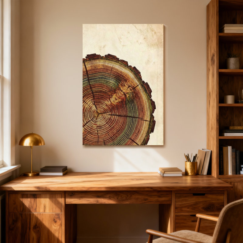 Plants & Flowers Tree Ring Pattern On Canvas Print, 48" H x 32" W