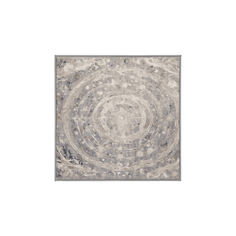 Machine Washable Gray Area Rug, Square 6'