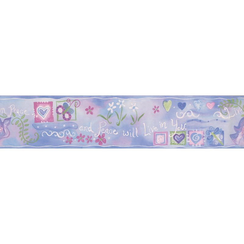 Bordure murale Cheyanna, Bleu / Rose