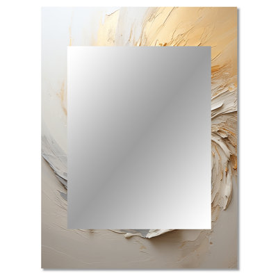 Abstract Gold And White Paint Spiral I - Abstract Spirals Wall Mirror, Gold Decorative Mirror, Printed Metal Art