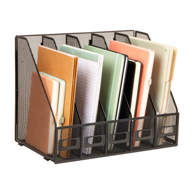  Classeur vertical à 5 compartiments, trieur de papier de bureau, bureau, filet métallique, noir