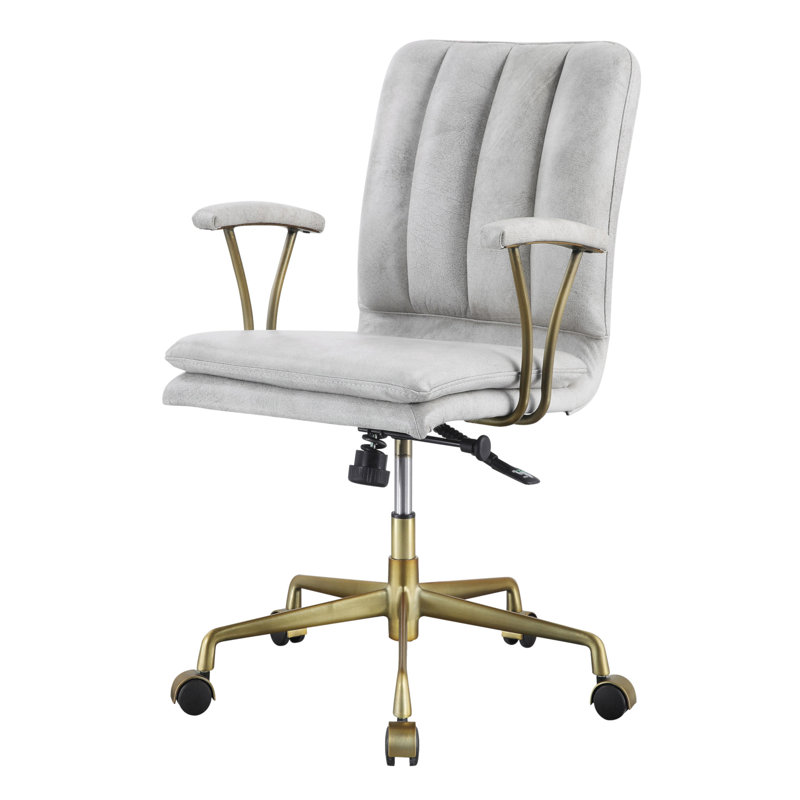 Vintage White And Chrome Swivel Office Chair