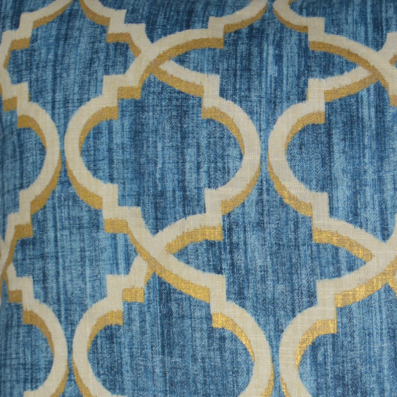 Lustrous Lattice Geometric Cotton Reversible Throw Pillow, Indigo, Square 20"