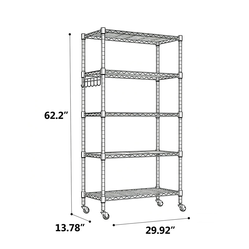 Rayonnage à hauteur réglable Lylla, Argent, H 62,2 po x l 29,92 po x P 13,78 po