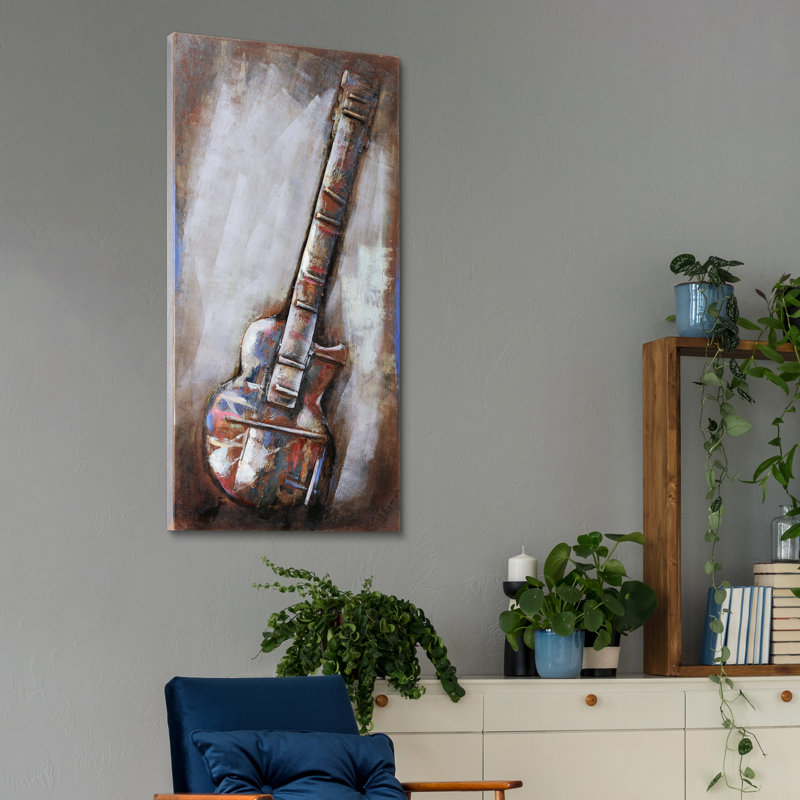 Décoration murale dimensionnelle en fer mixte pour guitare électrique