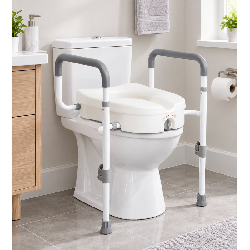 Siège de toilette surélevé avec poignées pour aînés