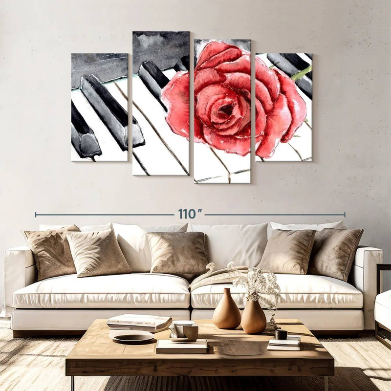 Abarca piano et fleur, H 54 po x l 84 po