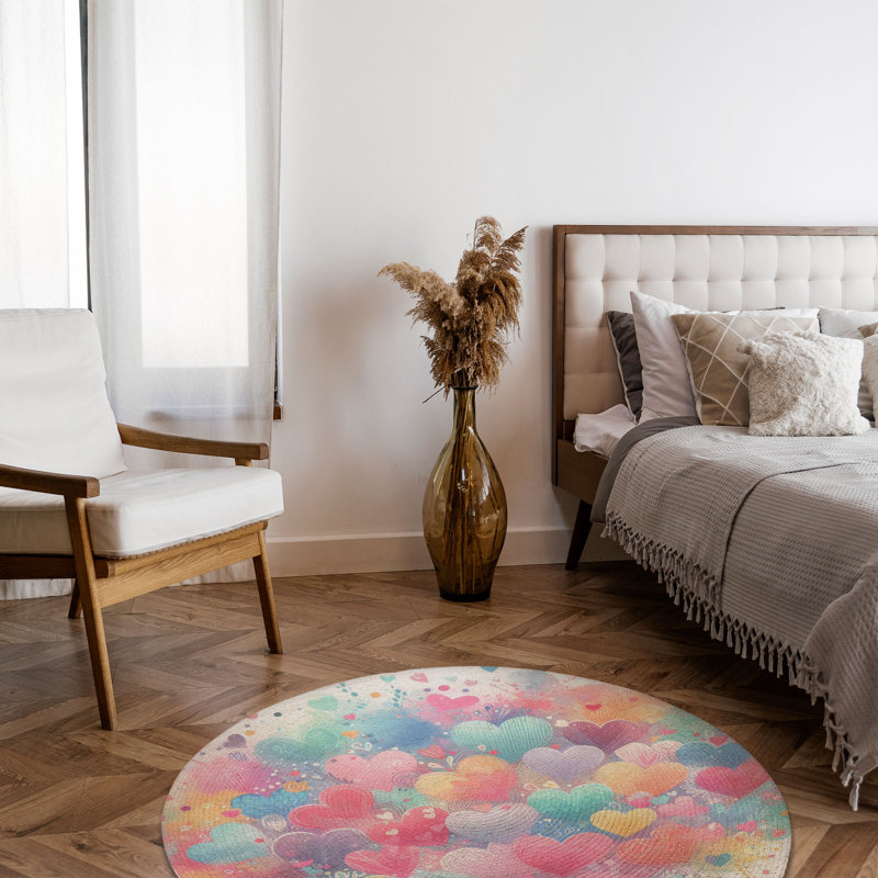 Tapis tressé Heart Splatter Flares, Rond 5 pi