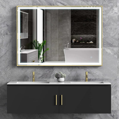  Miroir de salle de bain mural 24 po x 32 po à DEL, anti-buée, miroir mural