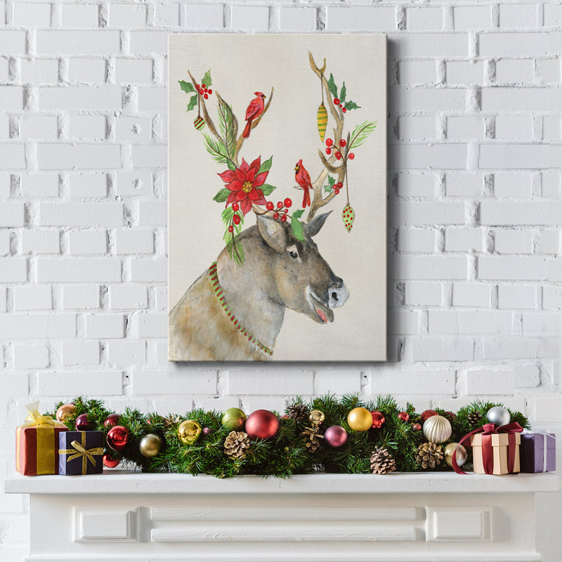 «Playful Reindeer I», toile tendue avec châssis, H 18 po x l 12 po x P 1,5 po